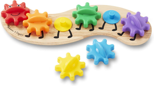 Hot Melissa & Doug Rainbow Caterpillar Gear Toy with 6 Interchangeable Gears