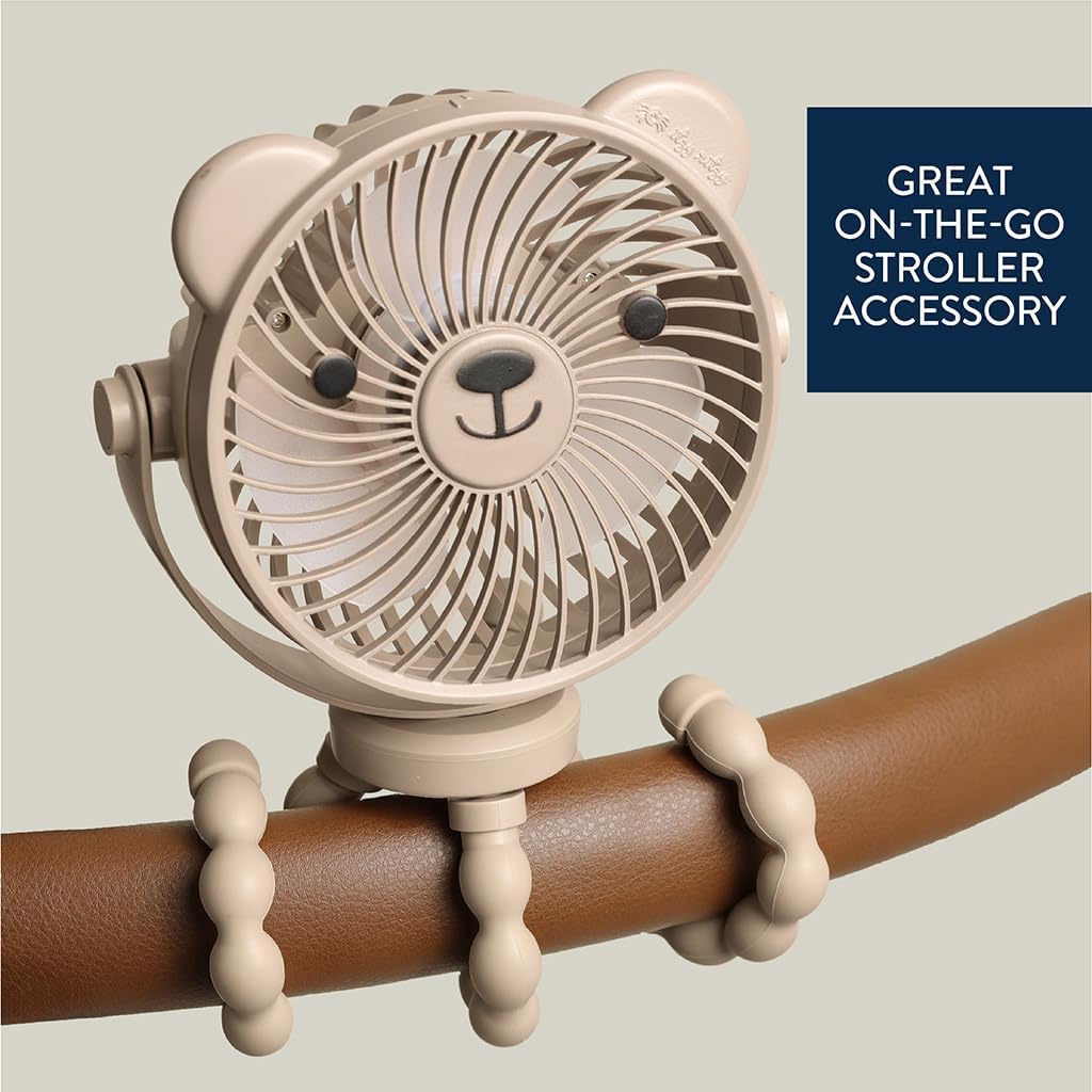 Hot Itzy Ritzy Baby Stroller Fan - Rechargeable Fan Features 360 Degree Swivel, Flexible Wraparound Legs and 3 Speeds (Bear)