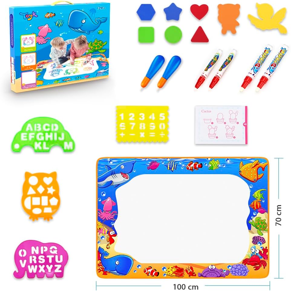 HotWater Doodle Mat - Kids Painting Writing Color Doodle Drawing Mat Toy Bring Magic Pens Educational Toys for Age 3 4 5 6 7 Year Old Girls Boys Age Toddler Gift