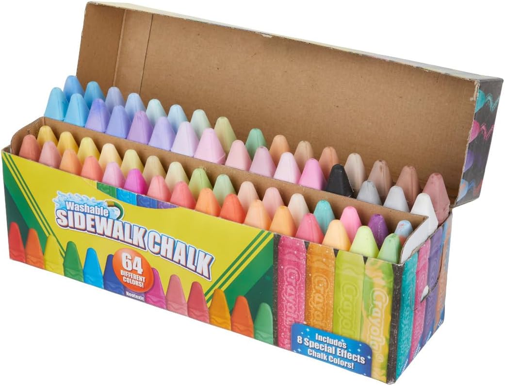 HotCrayola Ultimate Washable Chalk Collection (64ct), Bulk Outdoor Sidewalk Chalk for Kids, Outdoor Activities & Spring Crafts, Gifts for Kids