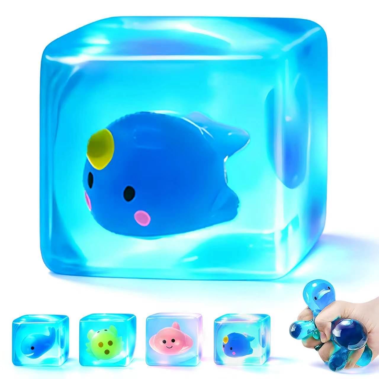 HotIce Cube Cube Fidget Toys - Sensory Toys for Adult with Real Sea Shells, Squishy Fidget Toy for ADHD, Anxiety Relief | Non-Toxic Squeeze Ball for Focus & Calm for School, Office