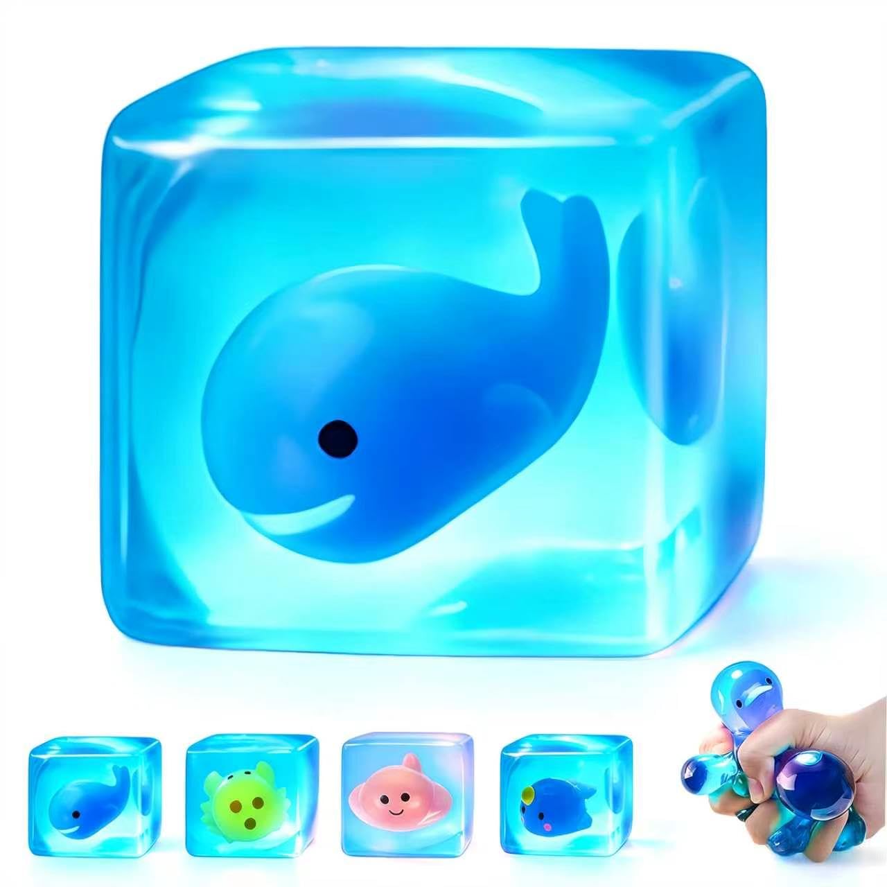 HotIce Cube Cube Fidget Toys - Sensory Toys for Adult with Real Sea Shells, Squishy Fidget Toy for ADHD, Anxiety Relief | Non-Toxic Squeeze Ball for Focus & Calm for School, Office