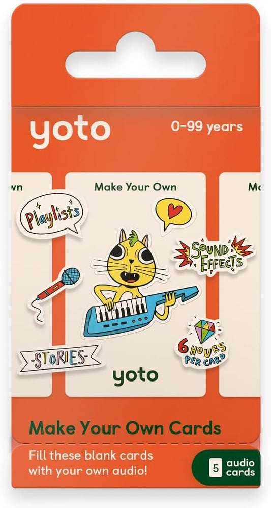 HotYoto Make Your Own Cards – 5 Blank Audio Cards for Use with Player & Mini All-in-1 Audio Device, Record & Play Stories Music Radio Podcasts Birthday Messages & Fun Educational Learning Activities
