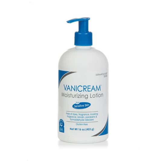 HotVanicream Moisturizing Lotion, Body and Face Moisturizer with Pump, 16 Oz, Formulated without Common Irritants for Sensitive Skin, Lightweight & Non-Greasy, Restore Moisture & Soothe Irritated Skin