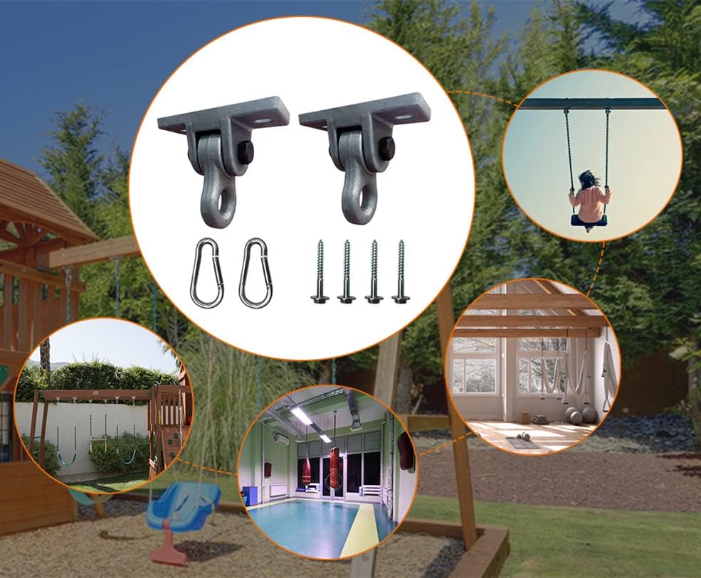 HotABUSA Heavy Duty Black Swing Hangers Screws Bolts Included Over 5000 lb Capacity Playground Porch Yoga Seat Trapeze Wooden Sets Indoor Outdoor 2 Pack