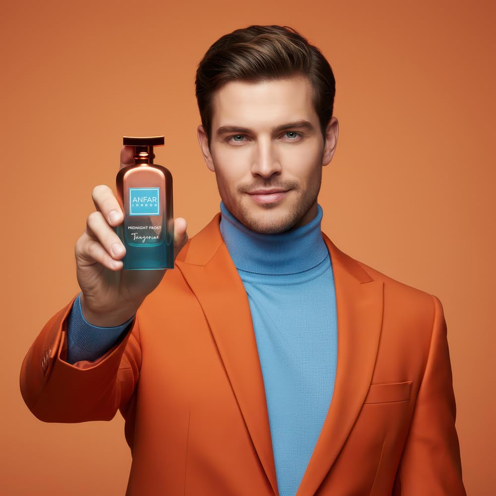 Hot ANFAR LONDON Midnight Frost Tangerine Eau de Parfum 100ml – Dubai Perfume for Men, Long Lasting Citrus Amber Musk Fragrance, Luxury Arabian Cologne
