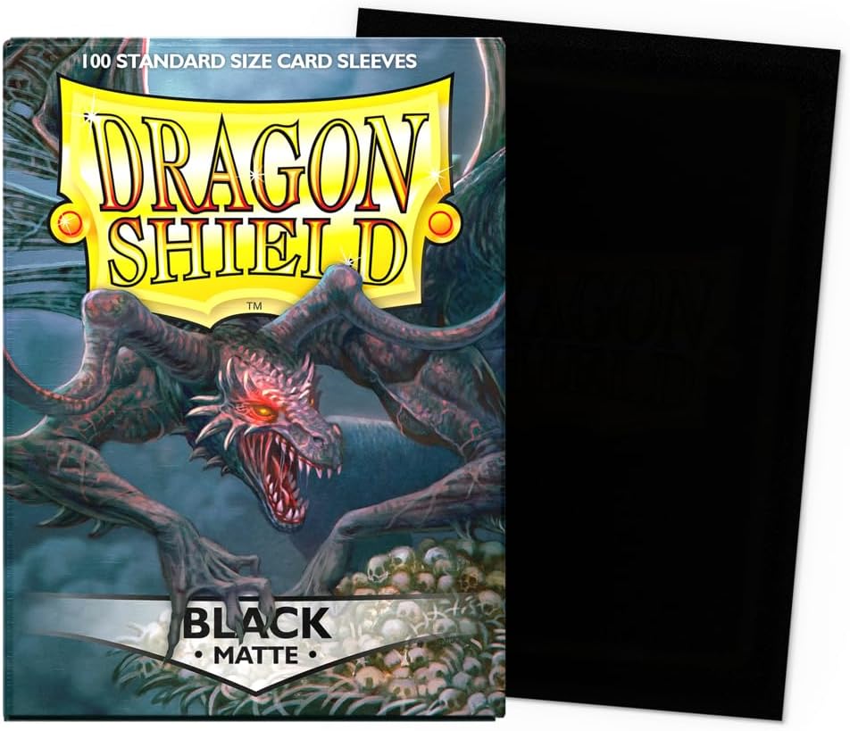 HotDragon Shield | Standard Size Card Matte Sleeves | 100 CT - Smooth & Tough Premium TCG Sleeves | Compatible with Pokemon, Flesh & Blood, One Piece & Magic the Gathering | Black