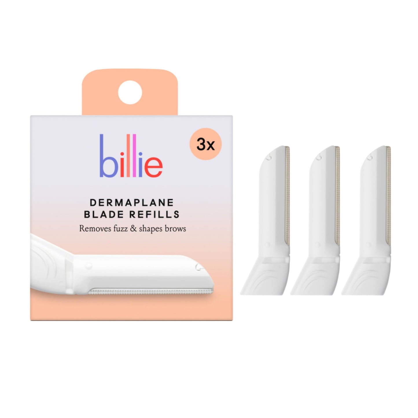 HotBillie - Dermaplane Starter Kit - Reusable Handle + 3 Refill Blades - Remove Facial Hair + Perfectly Shape Brows - Dermatologist-Approved - Malibu
