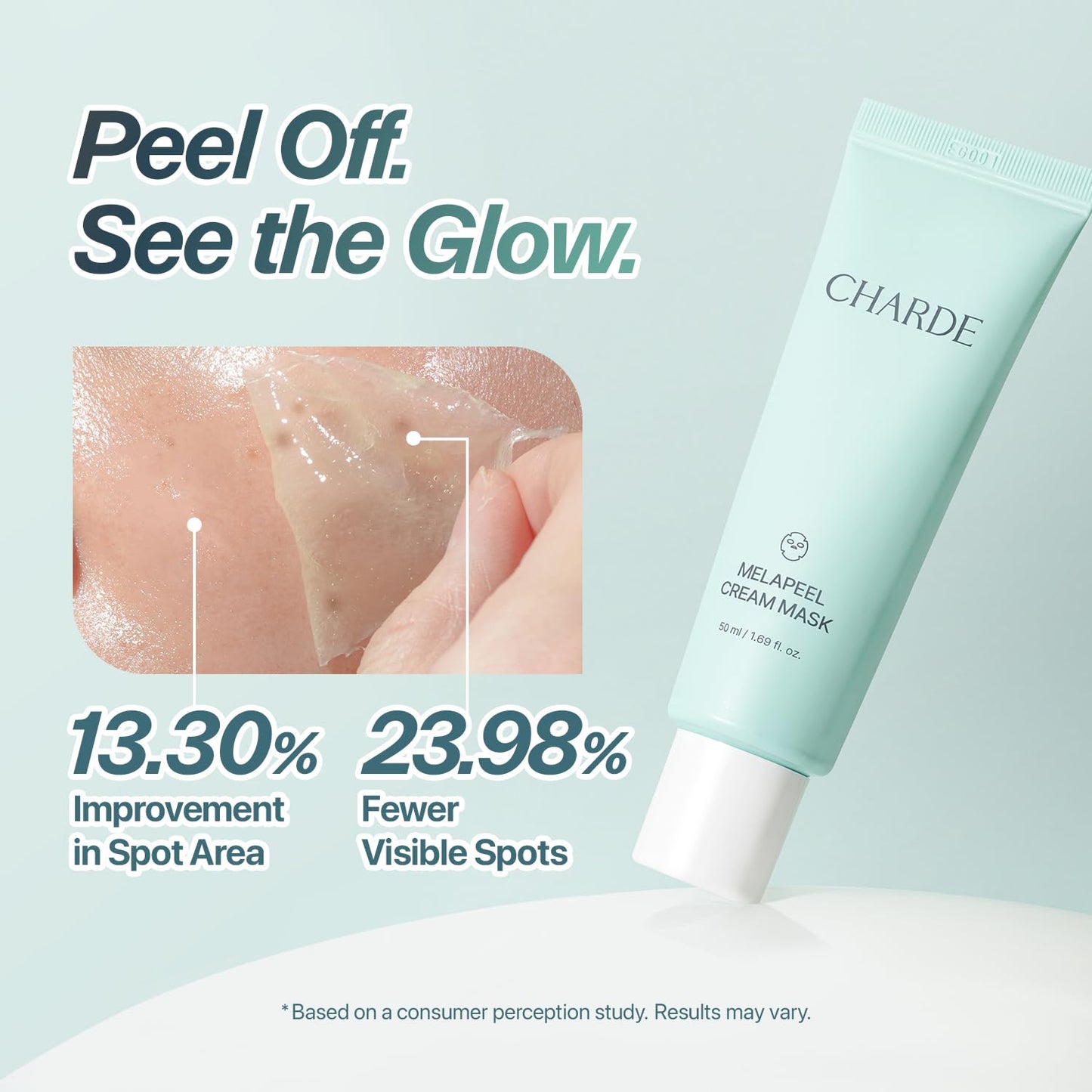 HotCHARDE Peel Off Cream Mask for Dark Spots, Cream-to-Clear Mask for Brighter, More Even-Looking Skin, At-Home Care Routine (50ml)