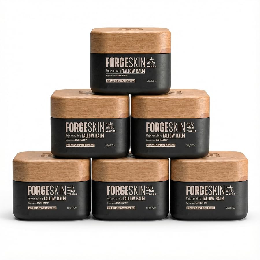 HotForge Skin Beef Tallow Balm Moisturizer for Men Skin Care - Face + Body Wrinkle Defense, Hydration Cream - Natural Skincare Lotion (1.7 OZ)