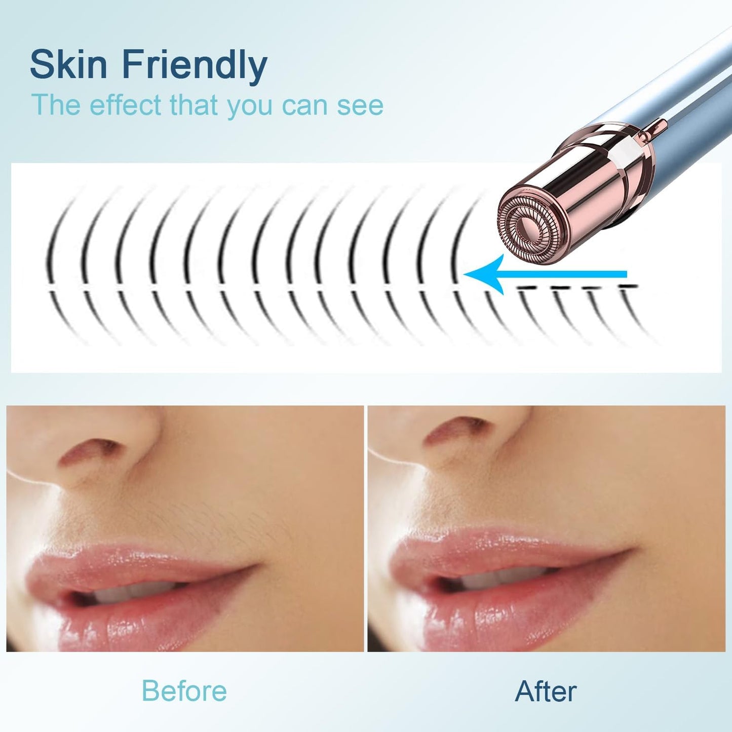 Hotinnobeaut Facial Hair Removal for Women, Electric Painless Facial Hair Remover for Face, Lip, Chin with USB Rechargeable, Blue(Device Only)