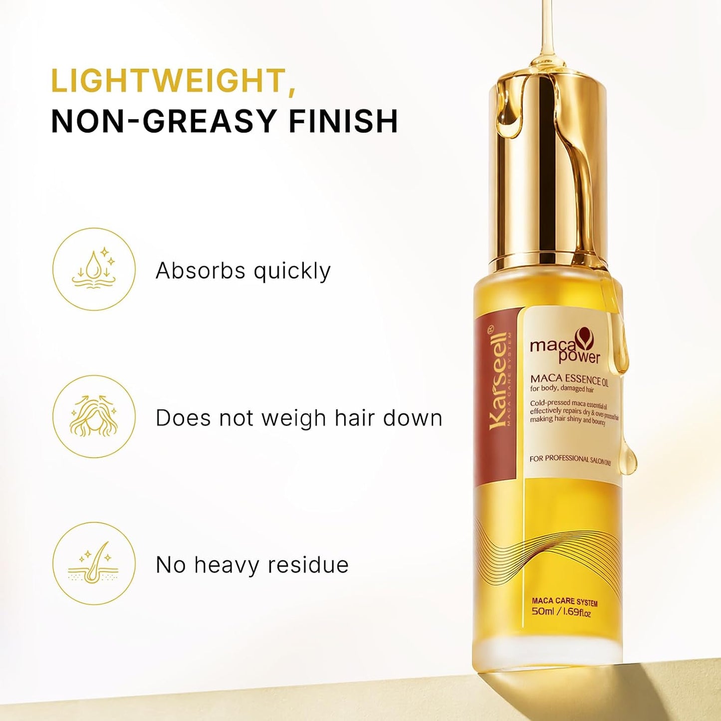 HotKarseell Moroccan Argan Oil for Hair Healing Cold Pressed Weightless Argan Oil Hair Serum for Dry Damaged Hair 50ml
