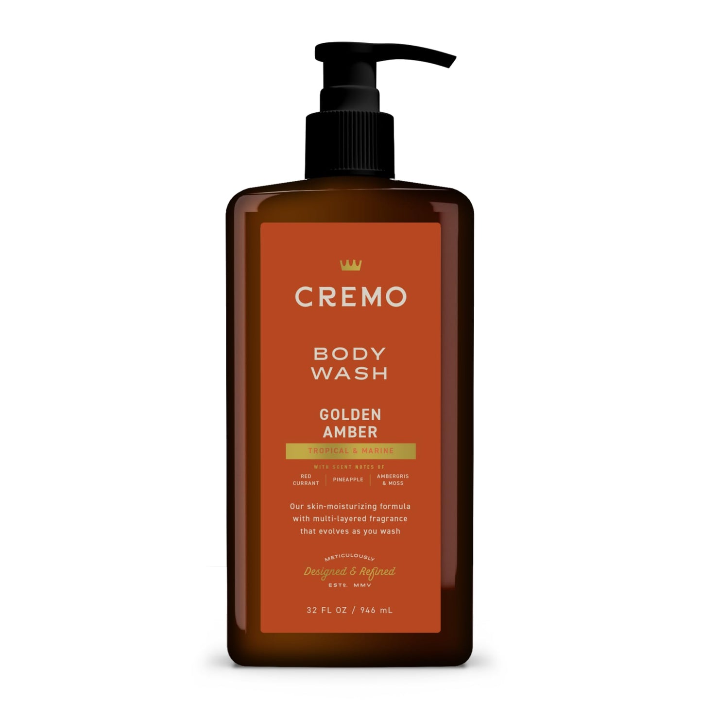 HotCremo Rich-Lathering Italian Bergamot Body Wash for Men, 32 Fl Oz