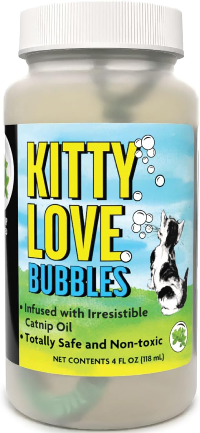 Hot Kitty Love Bubbles: 2 Pack Catnip Scented - 4oz Bottles, Catnip Infused Long Lasting Bubbles for Cats, Non-Toxic & Allergen-Free, Combine Toy & Treat