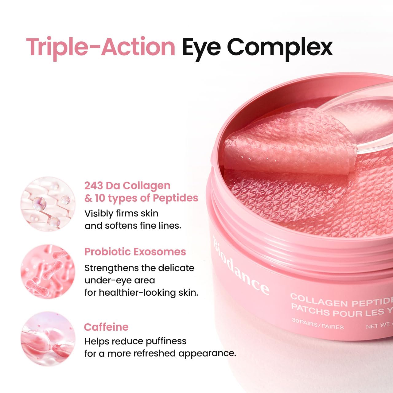 HotBIODANCE Collagen Peptide Eye Patches, Anti Wrinkle & Smile Line Patches for Face, Under Eye Mask for Fine Lines & Eye Bags, Travel Essentials & Self Care Gifts for Women, Korean Skin Care (60 Count)