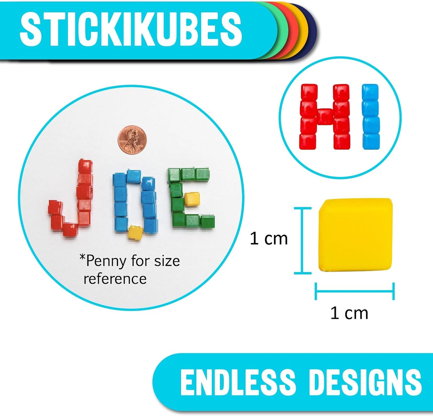 Hot StickiKubes 125-Pack, 4 Colors, Mini Sticky Stacking Cubes, STEM Blocks | Plastic Tub for Easy Storage, Sticks to Any Surface, Non-Toxic, Ages 4+