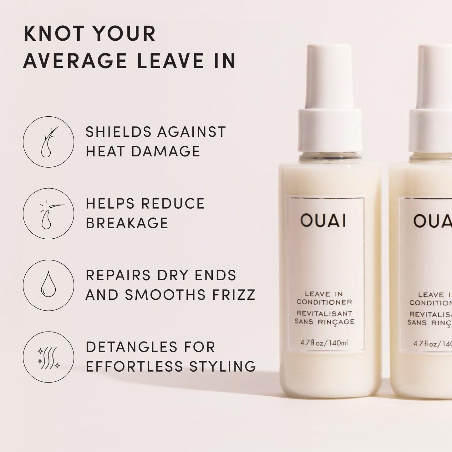 HotOUAI Multitasking Leave In Conditioner, North Bondi Scent | Heat Protectant Spray up to 450°F, Lightweight, Hydrating Detangler & Anti-Frizz Primer for Curly, Fine & Color-Treated Hair