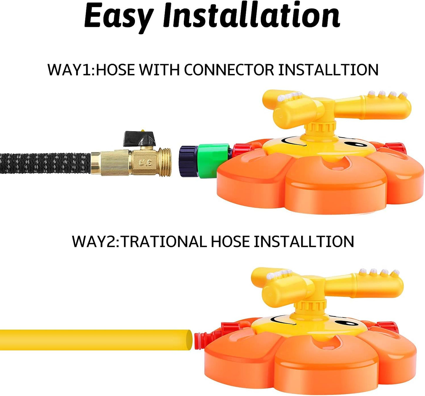 HotWater Sprinkler for Kids Toddlers Sprinklers with Roating Spray Nozzles Attaches Garden Water Hose Outdoor Play Outside Toys 3-4 Summer Backyard Lawn Game Yard Water Toy for Kids 3-5 4-8 Boy Girl