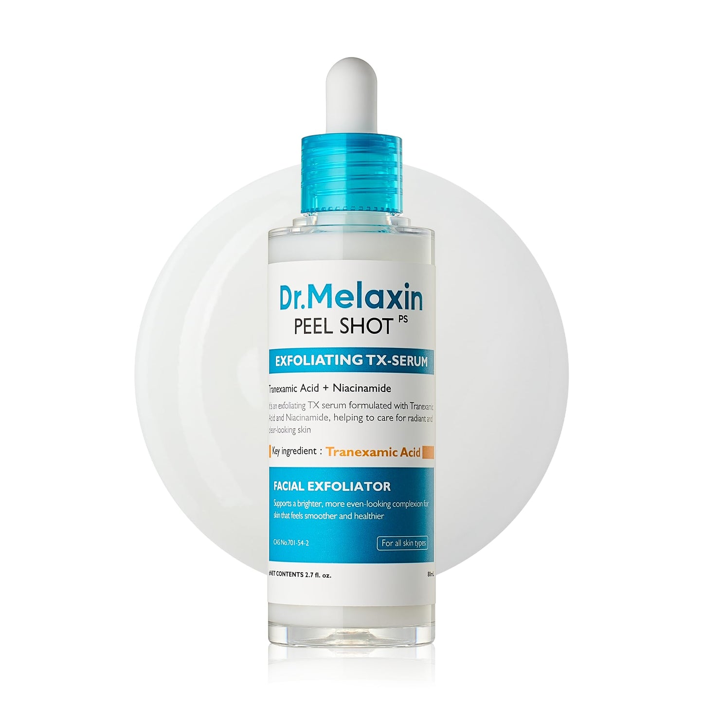 HotDr.Melaxin Peel Shot Glow White Rice Peeling Ampoule with Rice Extract & AHA BHA, Brightening & Gentle Exfoliating Serum for Sebum Control, Niacinamide & Hyaluronic Acid, Korean Skincare, 2.71 fl.oz