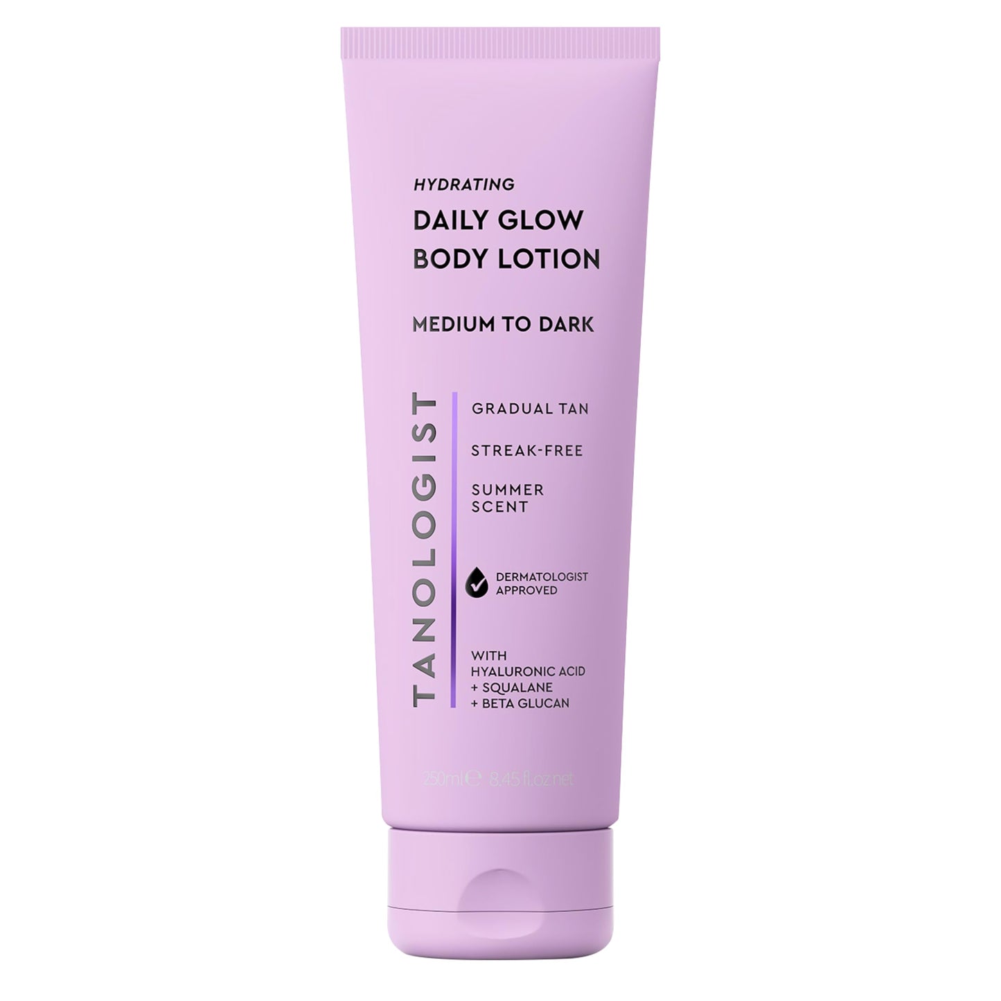 HotTanologist Hydrating Daily Glow Body Lotion, Medium/Dark, Gradual Tanning Lotion, No Fake Tan Smell, Streak-Free & Natural-Looking Self Tanner, Vegan, 8.45 fl. oz/250 ml Tube