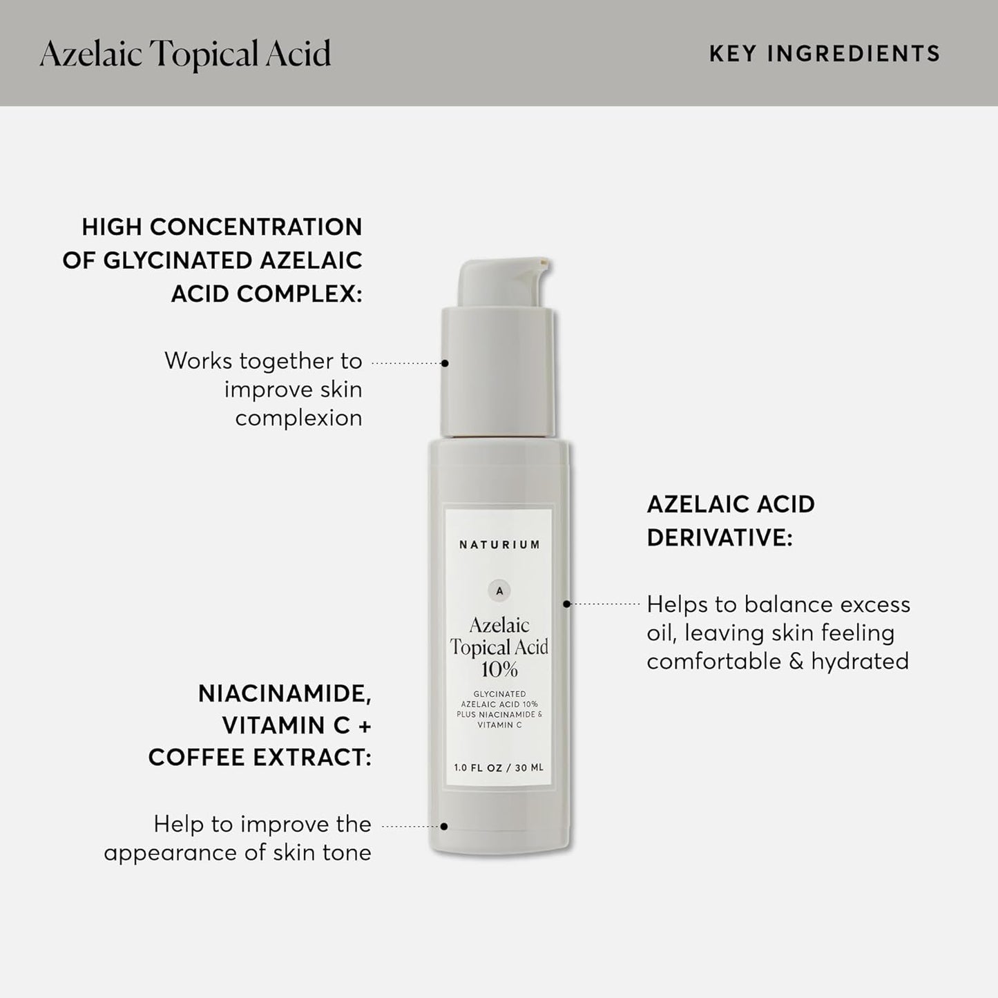 HotNaturium Azelaic Topical Acid 10%, Face & Skin Care Beauty Treatment with Niacinamide & Vitamin C, 1 oz