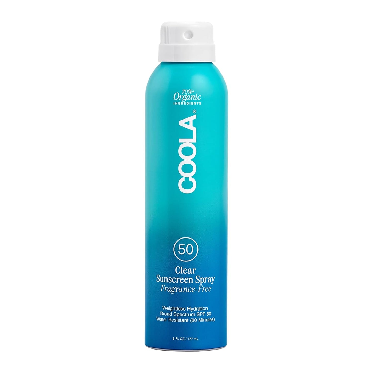 HotCOOLA Organic Sunscreen SPF 50 Sunblock Spray, Dermatologist Tested Skin Care for Daily Protection, Vegan and Gluten Free, Fragrance Free, 6 Fl Oz