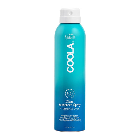 HotCOOLA Organic Sunscreen SPF 50 Sunblock Spray, Dermatologist Tested Skin Care for Daily Protection, Vegan and Gluten Free, Fragrance Free, 6 Fl Oz