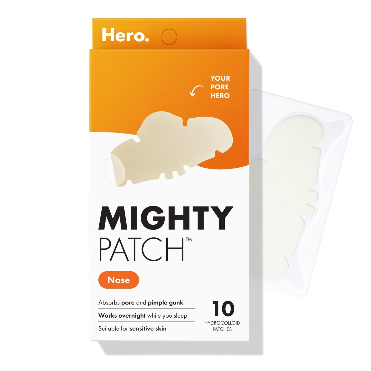 HotMighty Patch Hero Cosmetics Nose Large Hydrocolloid Pore Strips, 10 Ct | Pimple Patches for Overnight, Dermatologist Approved, Pimple Stickers