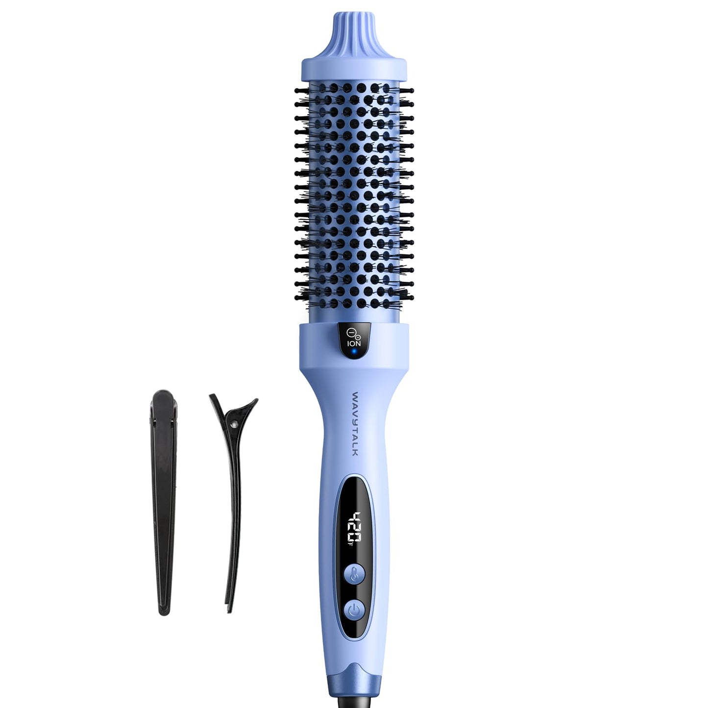 HotWavytalk Thermal Brush Blowout Boost 1.5″ Heat Round Brush for Blowout Look | Negative Ion Technology, Tourmaline Ceramic, 5 Temperature Settings Dual Voltage, Less Damage, Sakura Pink
