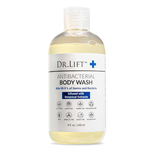 HotDr. Lift Antibacterial Body Wash, Lemon, Spirulina, Vegan, 8 Fl Oz | Refreshing Scent, Citric Acid, Hydrating Moisturizing Formula, Paraben & Phthalate Free