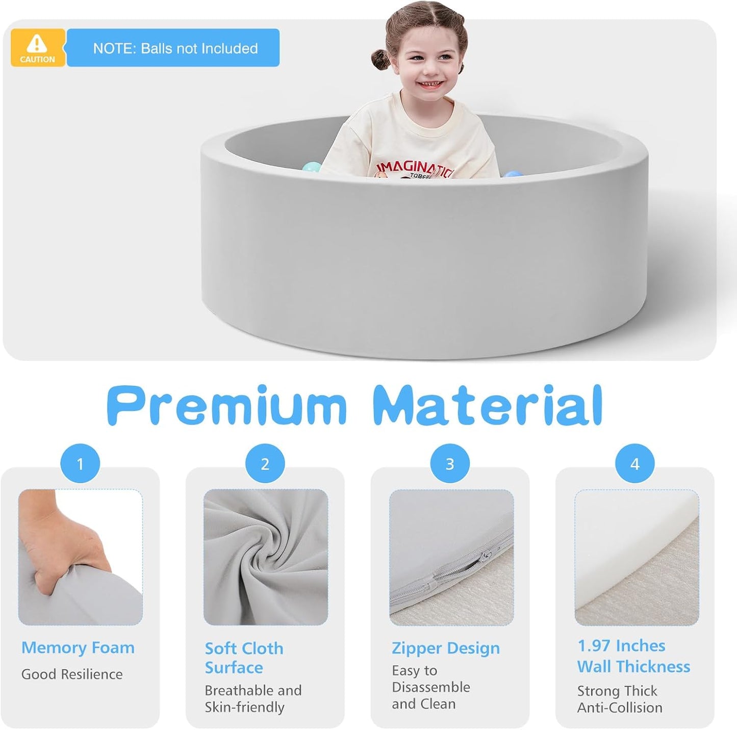 Hot SHJADE Foam Ball Pit, 35.4"x 11.8" Ball Pits for Toddlers-Grey | Soft Memory Sponge Round Playpen Ball Pool for Kids, Ideal Gift for Babies, Indoor and Outdoor Game, Balls not Included