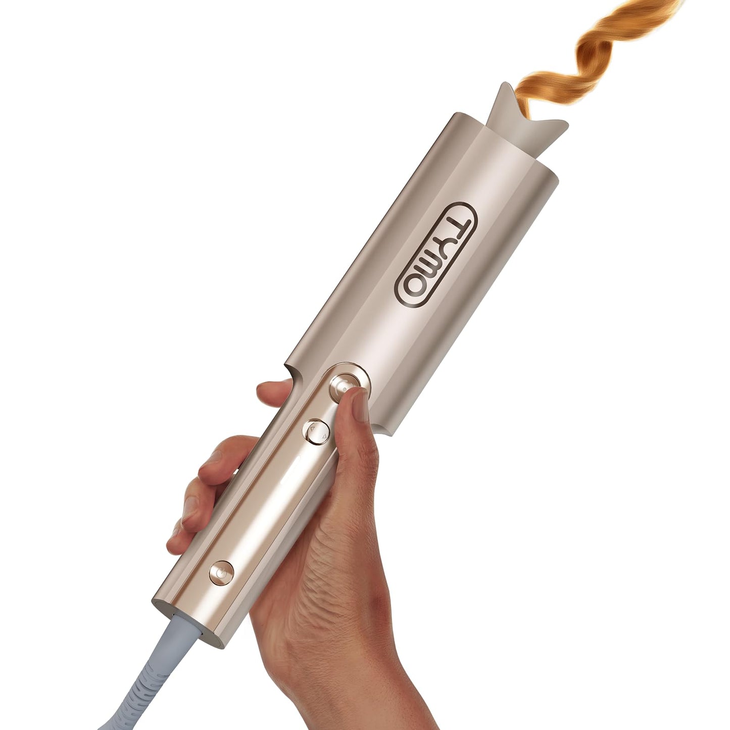 HotTYMO CurlPro Plus Automatic Rotating Curling Iron - Upgraded Long Barrel Curling Wand for Long Hair, Ceramic Hair Curler for Women, Anti-Scald, Tangle-Free, 600M Ionic, Dual Voltage, Gold, 1 Inch