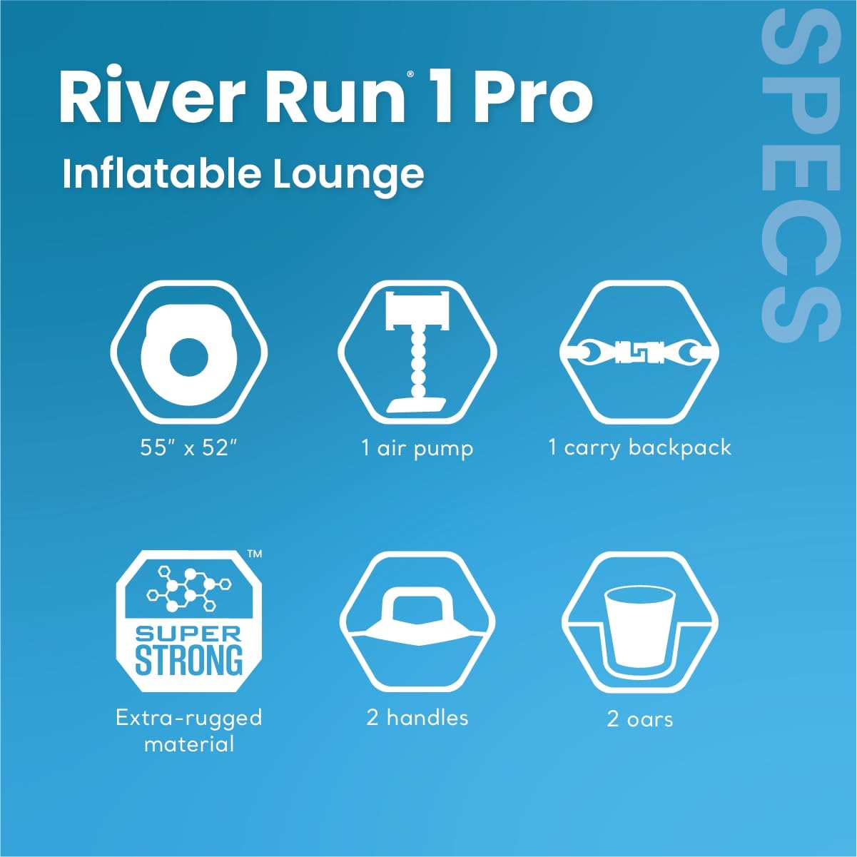HotINTEX 56843EP River Run 1 Pro Inflatable Floating Lounge: GoPro/Phone Mount – Built-in Cup Holder and Storage Compartment – Durable Grab Handles – Easy-to-Use Connectors – 220lb Weight Capacity