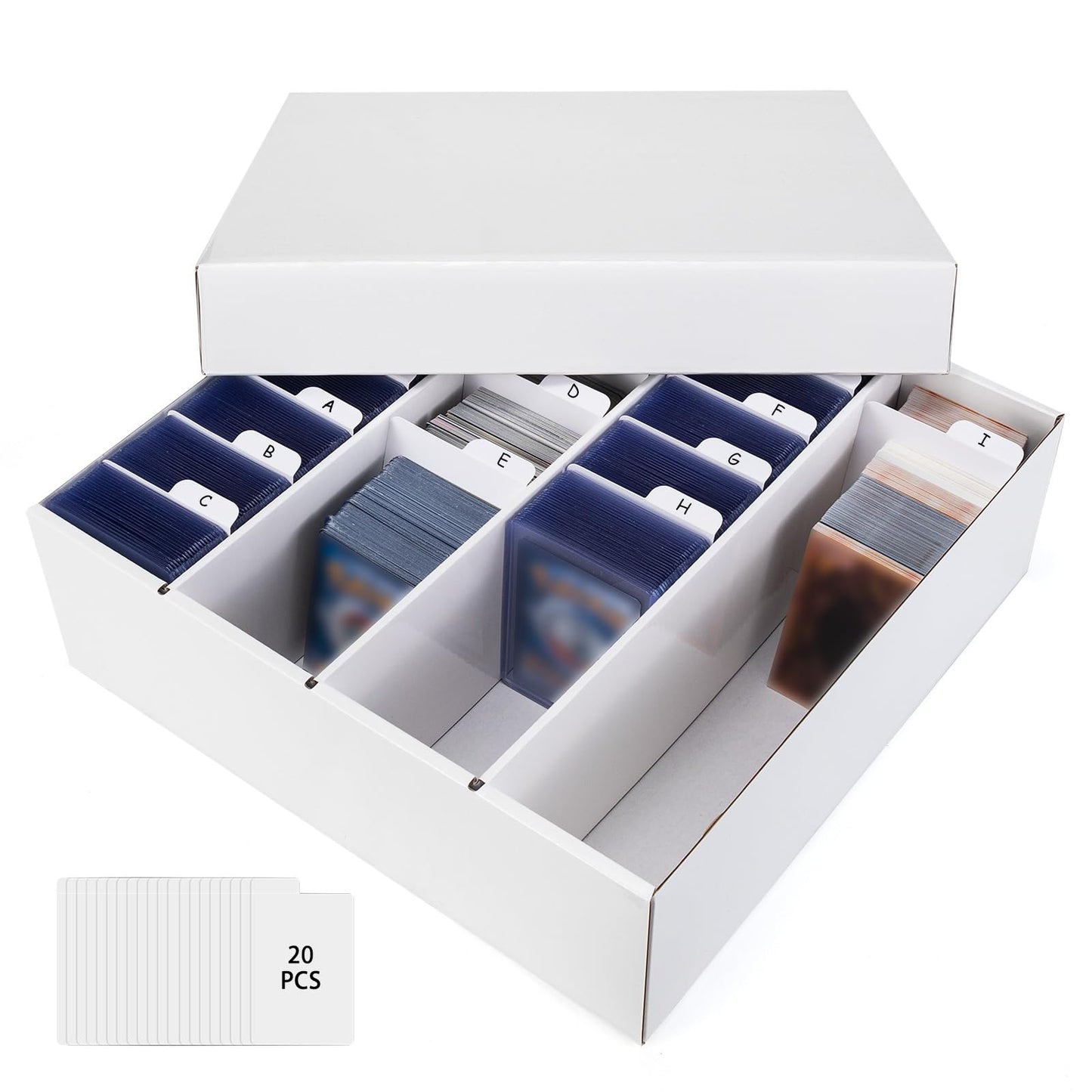 Hot Trading Card Storage Box, 9 Drawer Top Loaders Storage Box with 60 Card Dividers, Cardboard Trading Card Organizer for Collectible Cards Games,Card Box Fits For TCG,MTG,TCG and Basktaball Cards