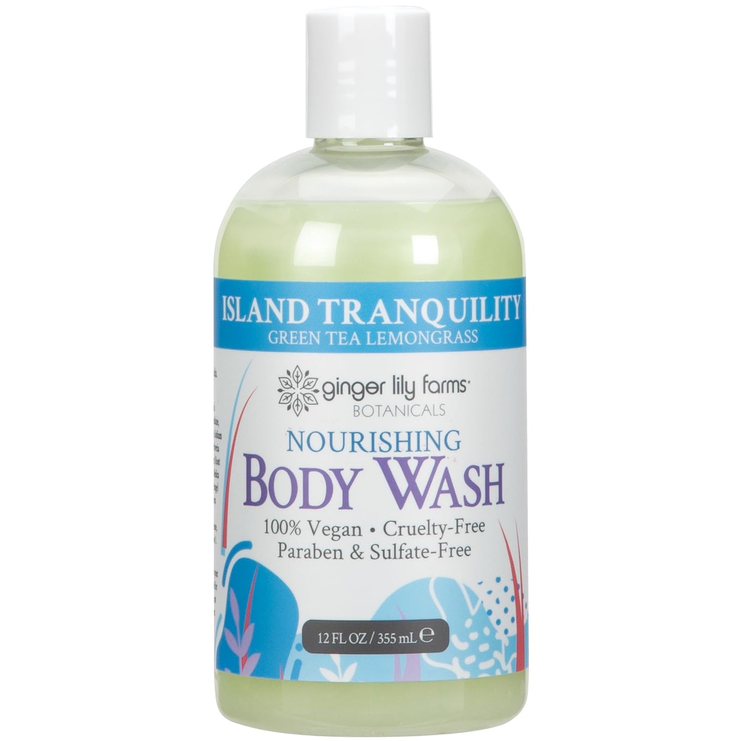 HotGinger Lily Farms Botanicals Nourishing Body Wash, Island Tranquility, 100% Vegan & Cruelty-Free, Green Tea Lemongrass Scent, 1 Gallon Refill (128 fl. oz.)