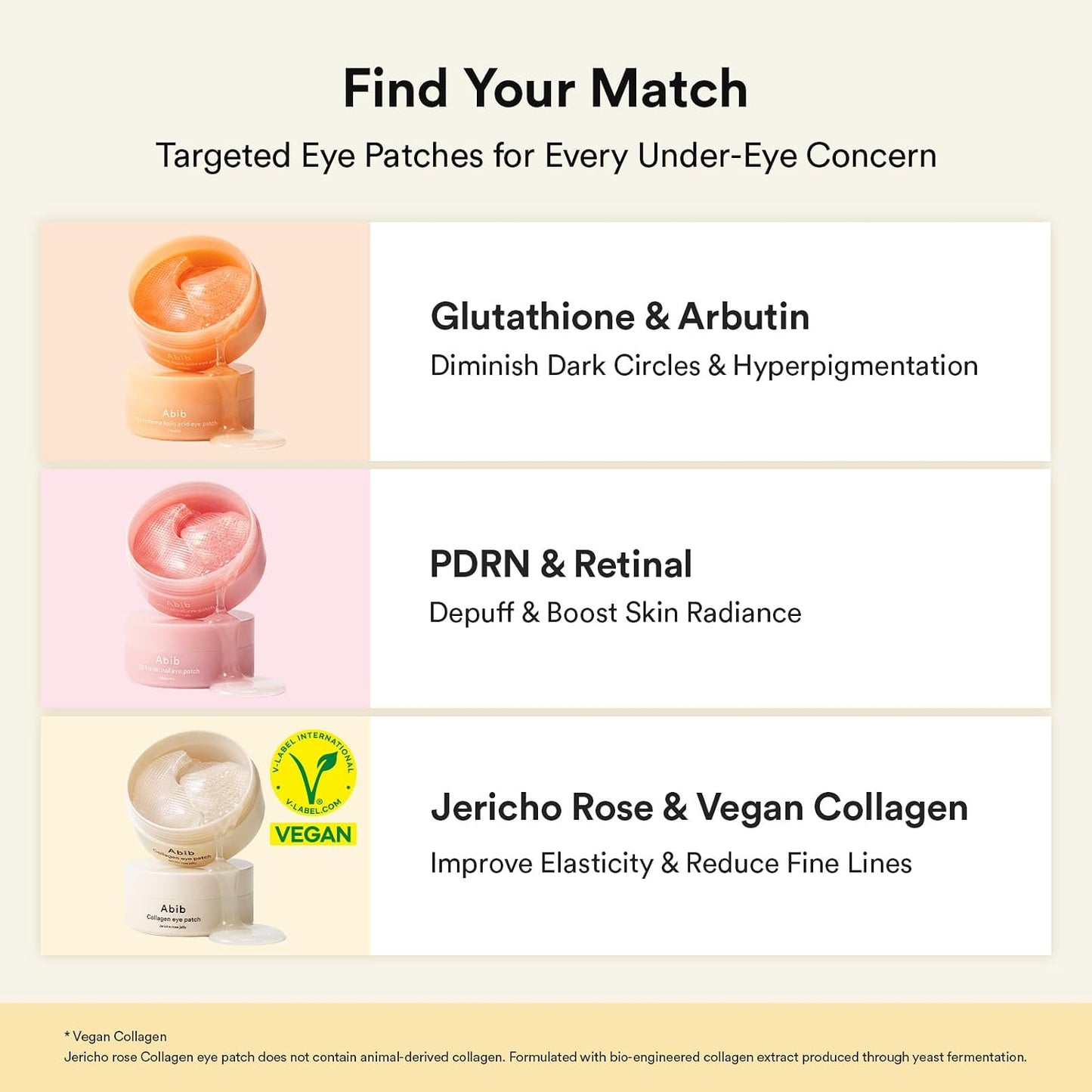 HotAbib Vegan Collagen Eye Patches for Wrinkles & Fine Line with Jericho Rose Jelly & Peptides, 60 Count, Korean Skin Care