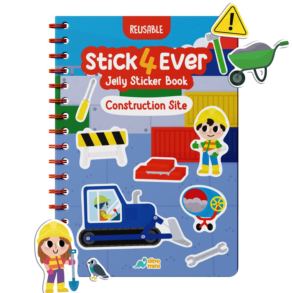 HotStick4Ever Jelly Sticker Book® - for Kids - Waterproof, Easy to Clean Reusable Sticker Book for Toddlers- Reusable Road Trip Activities for Kids - Stocking Stuffers for Toddlers (Animals)