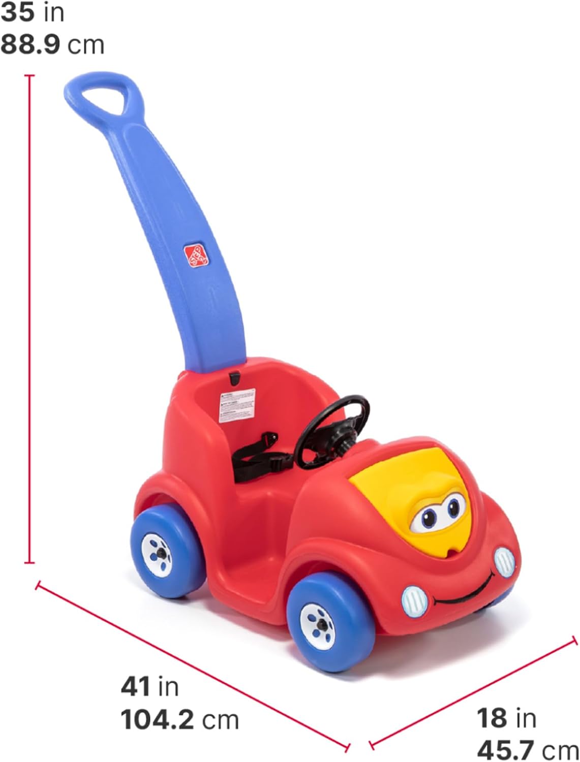 HotStep2 Push Around Buggy Kids Push Car, Toddler Ride-On Toy with Seat Belt and Horn, Red, Ages 18 Months+