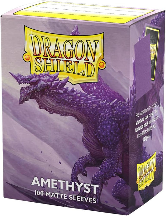 Hot Dragon Shield | Standard Size Matte Card Sleeves | 100 CT - Smooth & Tough TCG Sleeves - Compatible with Pokemon, Flesh & Blood, One Piece & Magic The Gathering | Amethyst