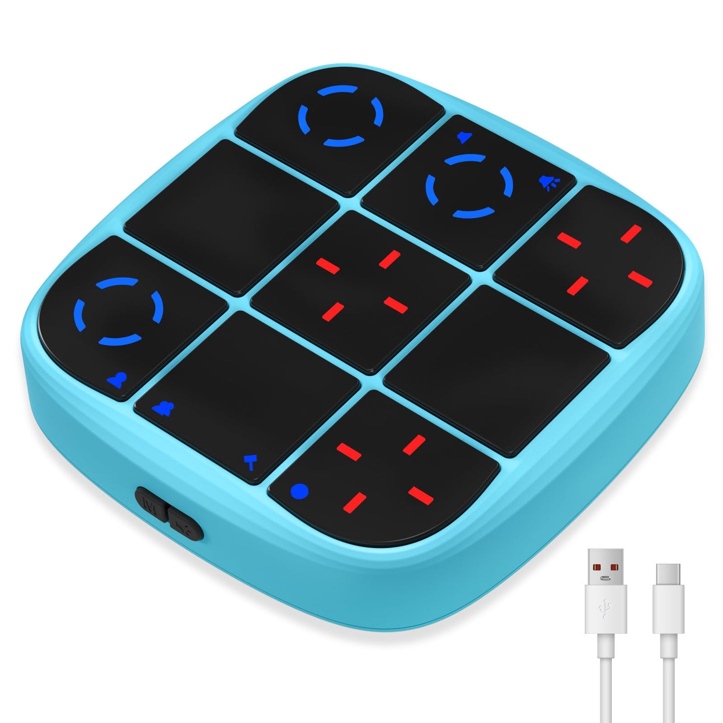HotTic-Tac-Toe Bolt Game, 4-in-1 Handheld Puzzle Games Console, Electronic Tic-Tac-Toe Game for Educational and Memory Growth, Portable Travel Games for Car Ride, Board Games for Kids and Adults (Cyan)