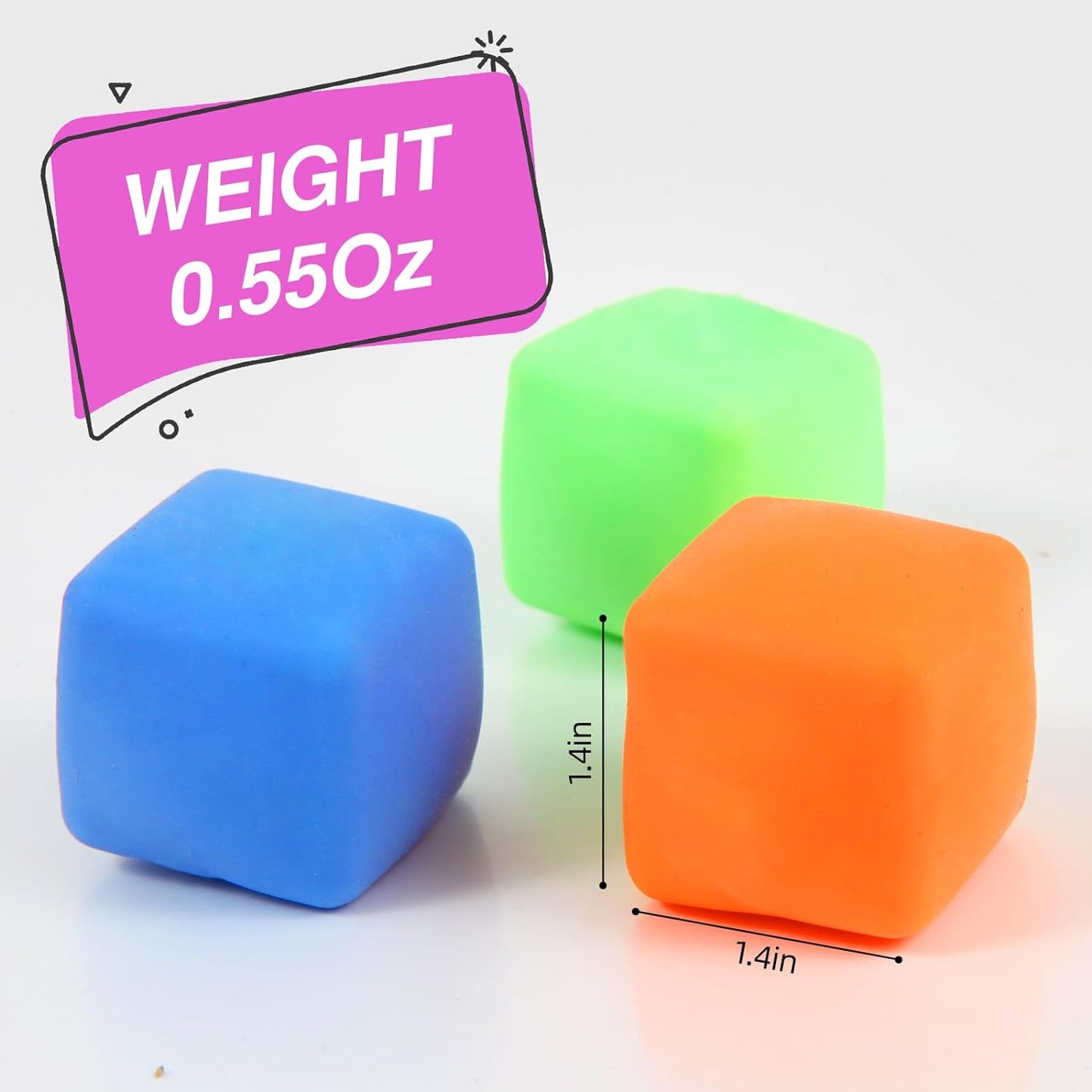 Hot24 Pack Slow Rising Stress Cube , Dough Stress Balls Soft Fidget Squishy Toys for Anxiety Relief, Pull Stretch Classroom Prize Party Favors Toys for Kids