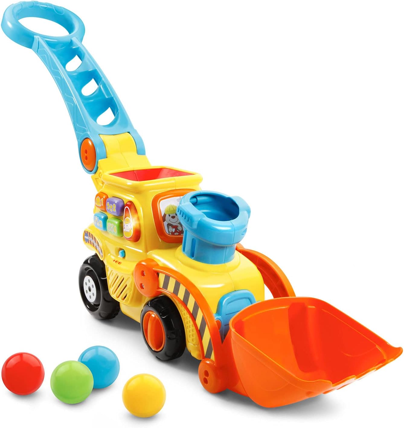 HotVTech Pop-a-Balls Push and Pop Bulldozer, Yellow