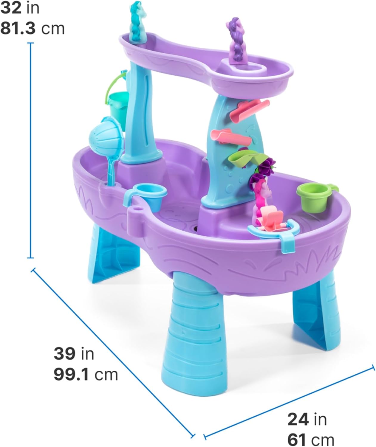 HotStep2 Rain Showers and Unicorns Water Table for Kids, Toddler Outdoor Sensory Play Table, 13 Accessories, Pink, Ages 18 Months+