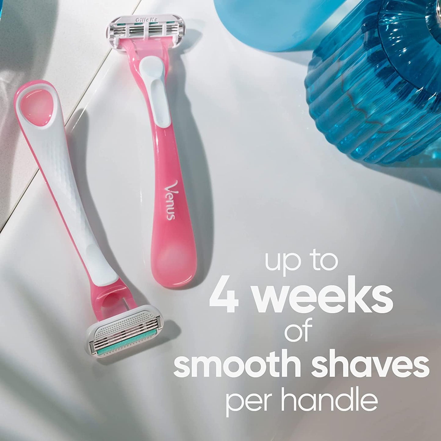 HotGillette Venus Sensitive Disposable Razors for Women with Sensitive Skin, 6 Count, Delivers Close Shave with Comfort