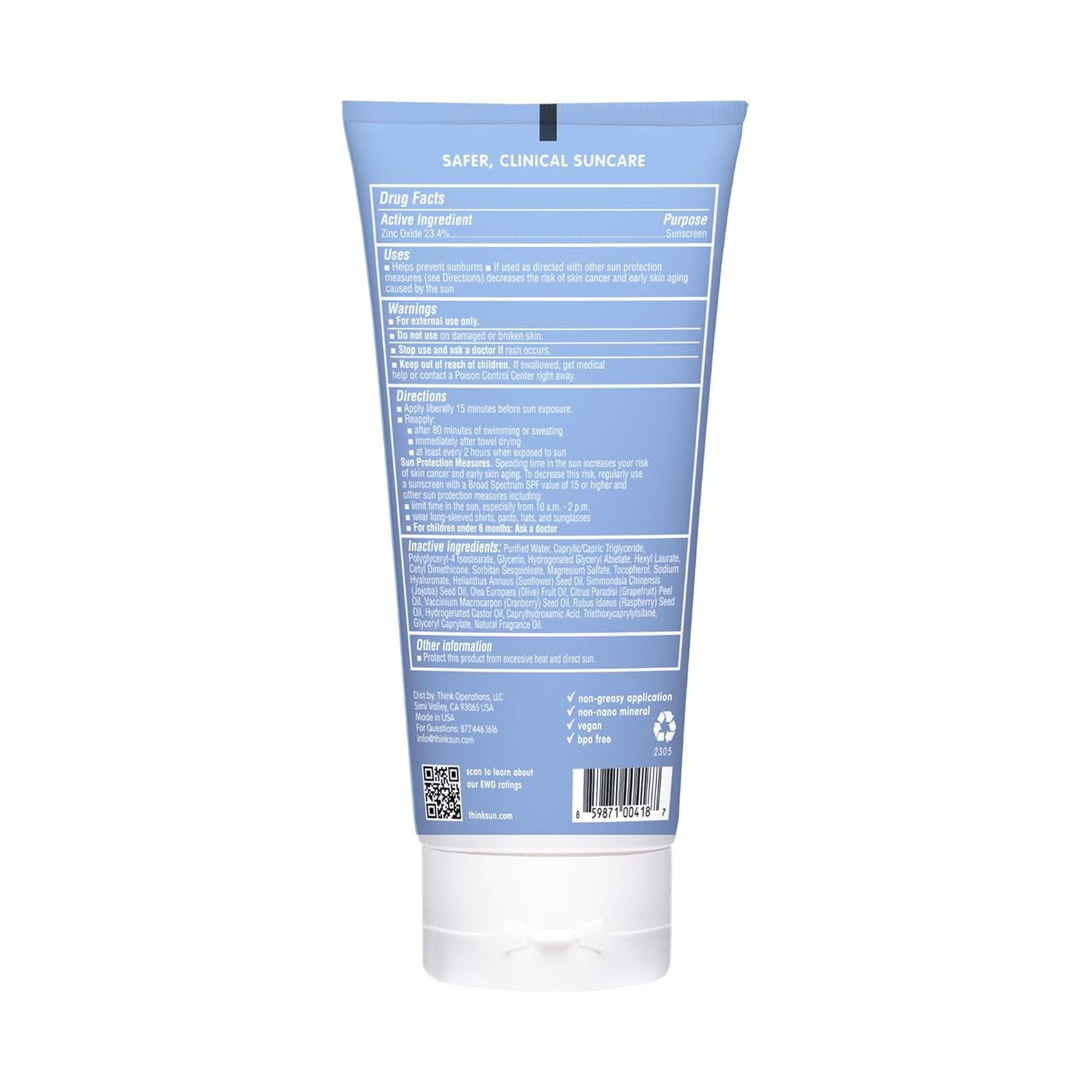 HotThinksport SPF 50+ Mineral Sunscreen with Zinc Oxide, 6 Fl Oz – Safe, Natural Sunscreen Lotion for Sports & Active Use, Water Resistant Reef Safe, Broad Spectrum UVA/UVB Sun Screen for Sun Protection