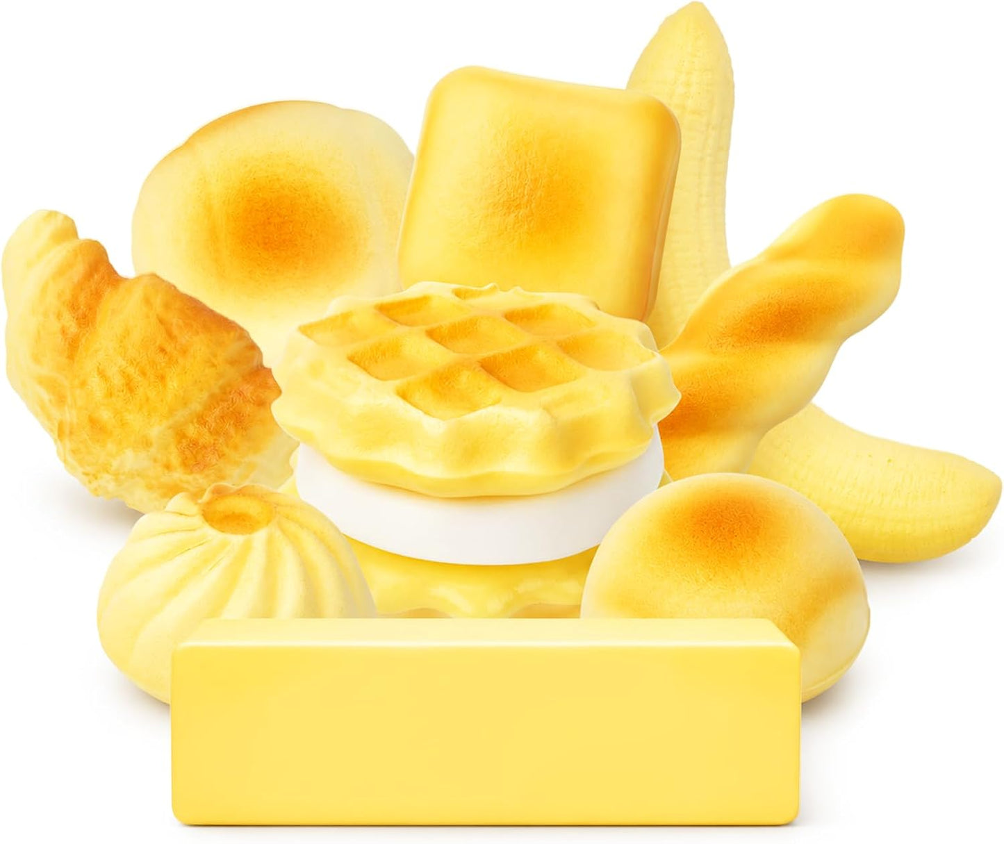 Hot 9 Pack Bread Slow Rising Squishy Set, Popular Food Butter Bread Cake and Banana Soft Low Rise Squishies, Sensory Fidget Toys for Anxiety Relief, Fun Stress Relief and Focus Gifts