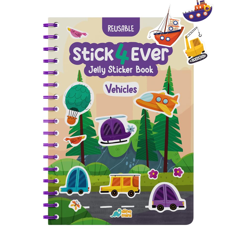 HotStick4Ever Jelly Sticker Book® - for Kids - Waterproof, Easy to Clean Reusable Sticker Book for Toddlers- Reusable Road Trip Activities for Kids - Stocking Stuffers for Toddlers (Animals)