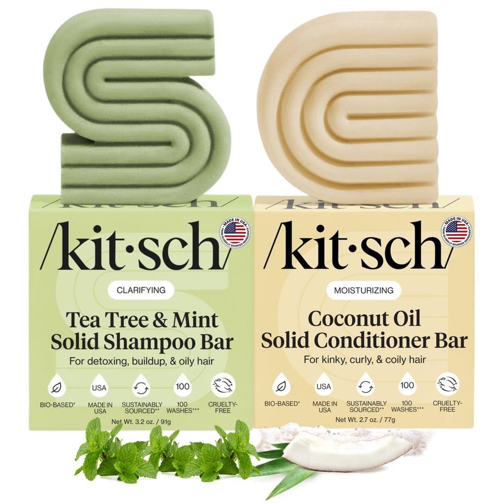 HotKitsch Rosemary & Biotin Shampoo and Conditioner Set for Hair Growth | Strengthening, Thickening Hair Care – Volumizing Shampoo and Conditioner Bar – Paraben, Sulfate & Silicone Free – 2 pack