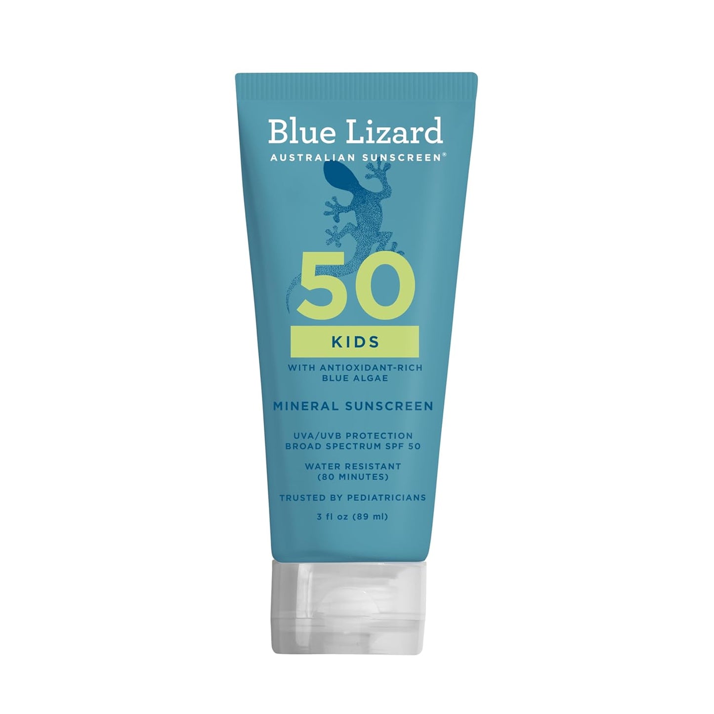 HotBlue Lizard Kids Mineral SPF 50 Sunscreen Lotion, 100% Mineral, Children’s Sunscreen, Water-Resistant Formula, Paraben-Free, Fragrance-Free, 3 fl oz