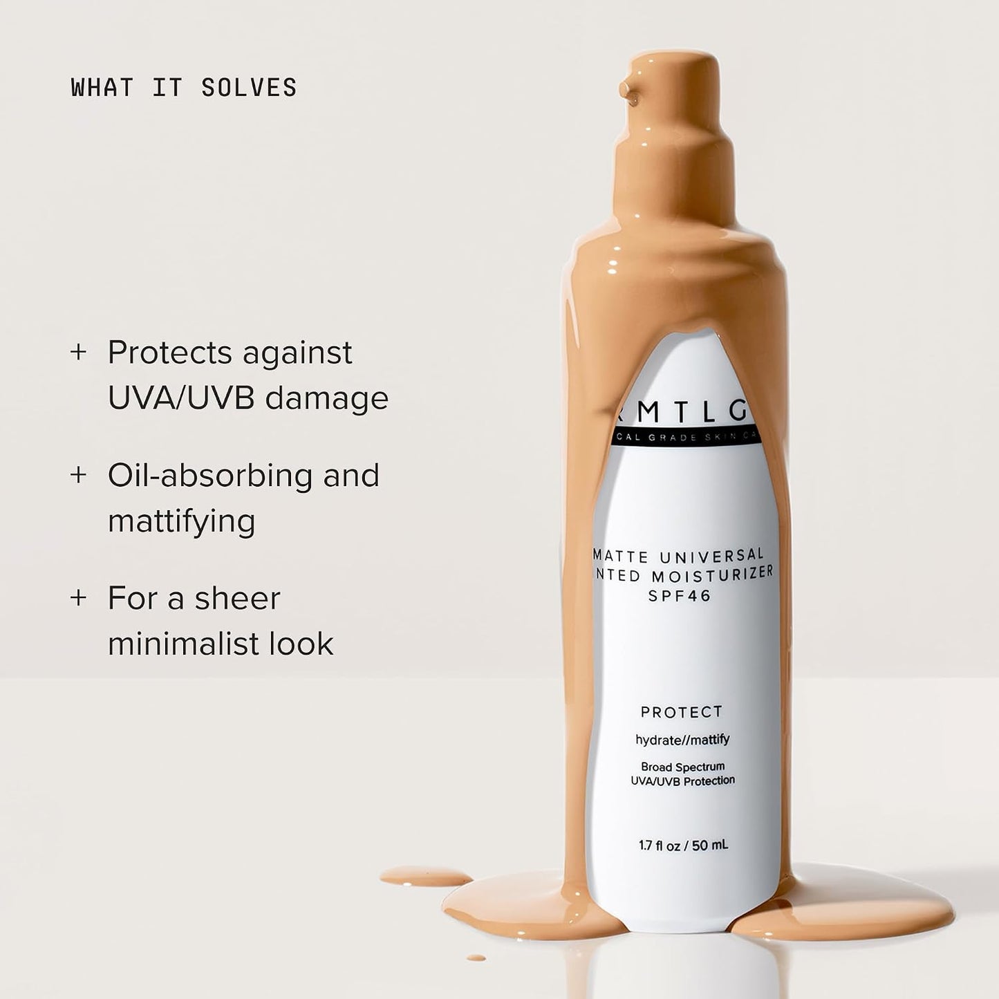 HotDRMTLGY Matte Universal Tinted Moisturizer SPF 46 | Matte Tinted Sunscreen | Oil absorption, Soft-focus matte finish, Shine control, Niacinamide, Hyaluronic acid, Vitamin E